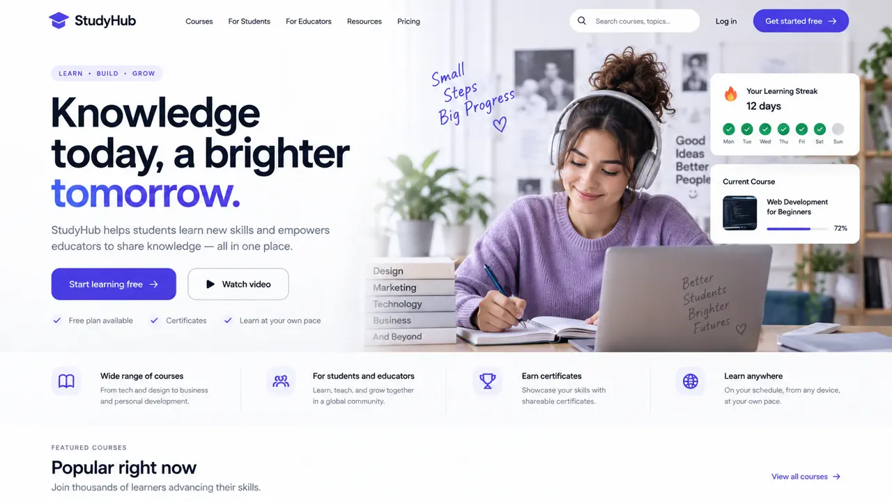 A student project page displayed inside a browser window.