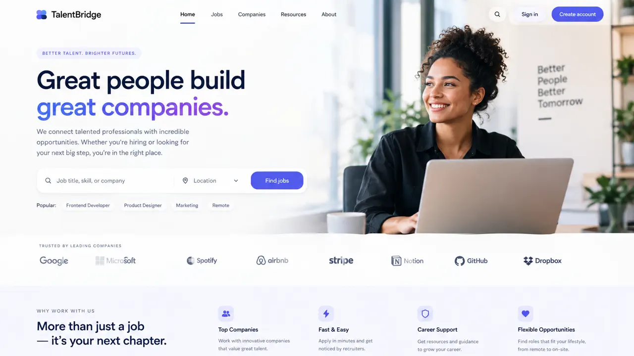 A careers and open roles page displayed inside a browser window.